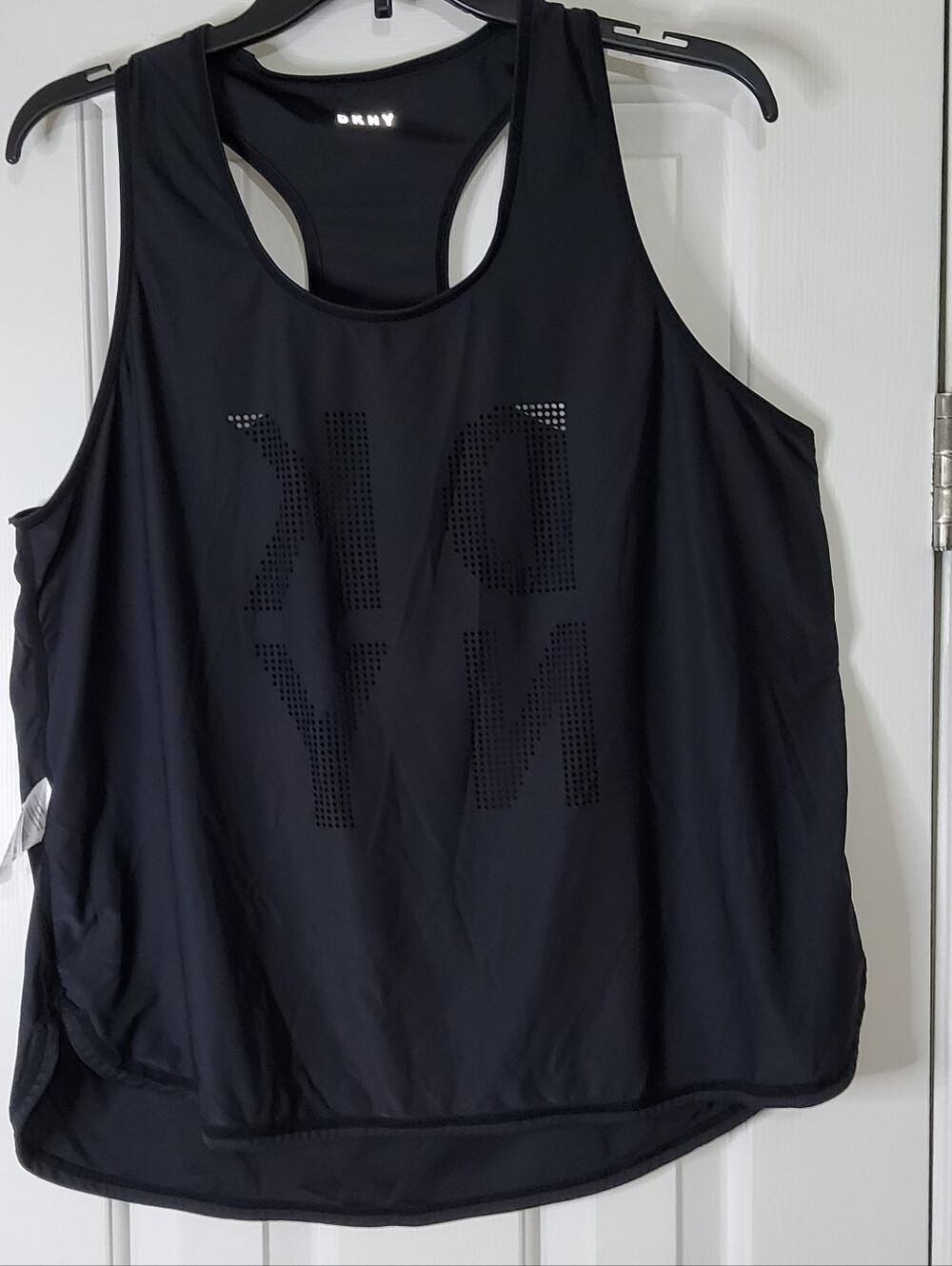 DKNY Sport Womens Perforated Logo Racerback Activewear Tank Top Black Size XL - Picture 6 of 9